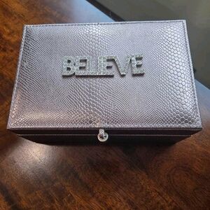Silver Jewelry Box with 'Believe' Design